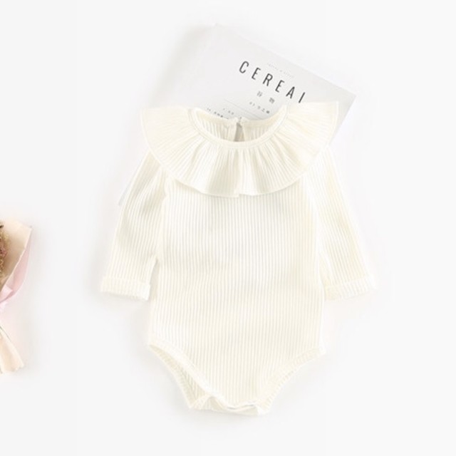 即納 30 襟付きロンパース ホワイト 海外 ベビー服 子供服 Coco Shop