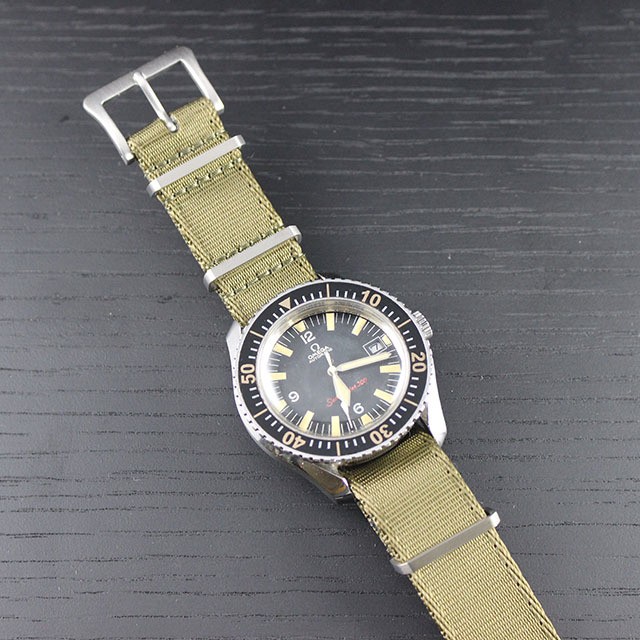 DELUXE NYLON NATO TYPE WATCH STRAP / Olive Drab color Naval Watch Swiss