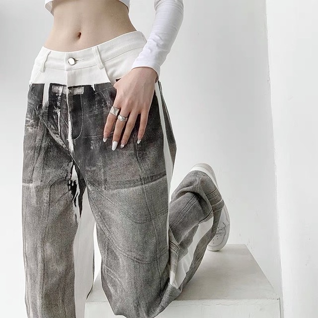 waist white paint pants