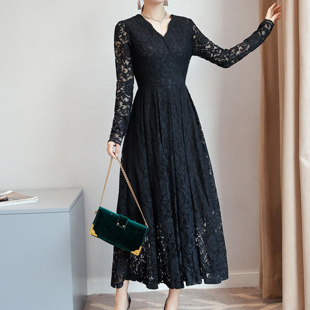 予約販売 ワンピース ワンピ 長袖 総レース 刺繍 ドレス カシュクール ロング丈 結婚式 お呼ばれ パーティ 上品 細見え 長袖 ホワイト ピンク ブルー ブラック M L Xl 2xl Favoritdress