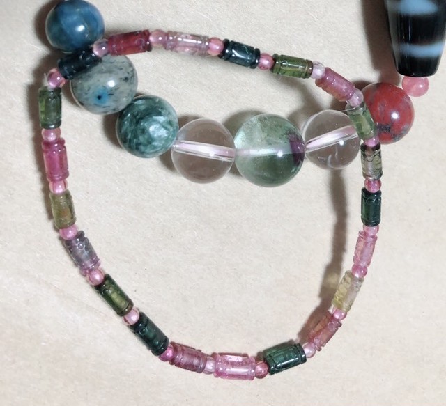 マニ車 トルマリンブレス 19センチ Crystal Double