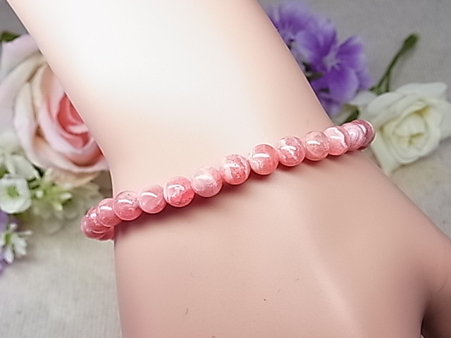 お得品 花石 インカローズ 6 可愛い 薔薇の花びら ピンク 美しい 天然石 ブレスレット パワーストーン Y95 Larimarmj