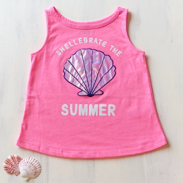 Toddler Girl Seashell Holographic Tank ベビー服 子供服 タンクトップ 女の子 シェル ハワイ インポート Island Shaka