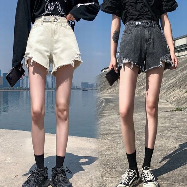 ワイドパンツ コーデ レディース 30代 40代 代 ミニ丈 ショートパンツ 無地 カットオフ 切りっぱなし ダメージ デニム 大きいサイズ カジュアル 美脚 おしゃれ コットン ハイウエスト Dress No Sato