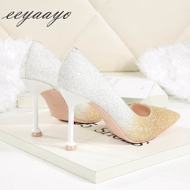 新春 秋 パンプスハイヒール尖ったつま先 浅いセクシーなブライダル結婚式の靴ホワイトハイヒール Amitiel