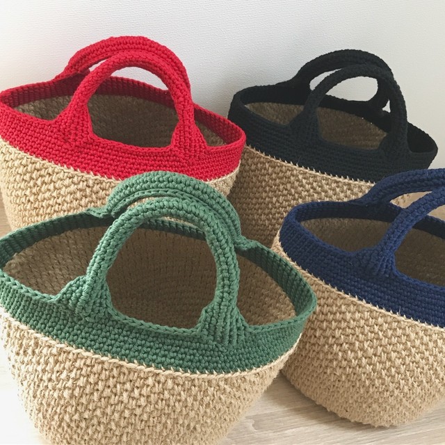 Simple 麻ひも 麻ひも かごバック Mi Ru