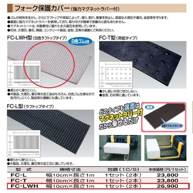 フォーク保護カバー Fcーlwh 白色ラフトップタイプ 石材工具道場 Kawata