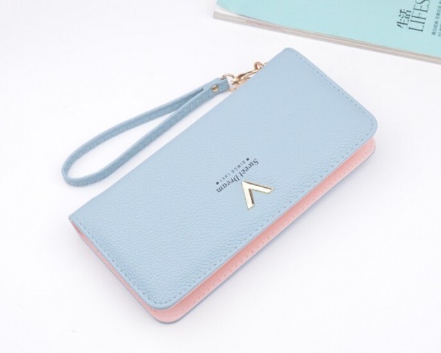 かわいい 長財布 大容量 ラウンド ウォレット ファスナー 財布 水色 Oak オーク インポートファッション 雑貨のお店