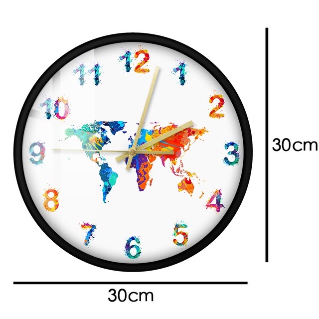 送料無料 壁掛け時計 世界地図 World Map カラフル メタルフレーム 人気 おしゃれ インテリア ディスプレイ アート 輸入雑貨 Hachinohe Base 1518