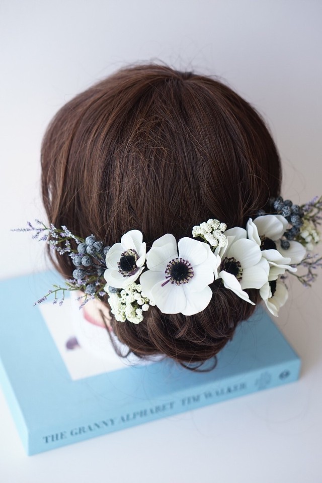髪飾り アネモネのシンプルなヘッドドレス H Decor Flower Wedding