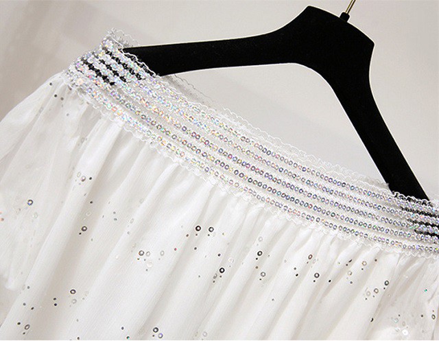 セットアップ レディース 春 夏 スカート ロング カジュアル 肩出し 2点セット シフォン ブラウス トップス きれいめ 体型カバー オシャレ 送料無料 大きいサイズ Ys0516 Fashion Mille