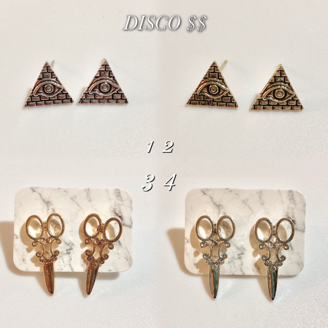 フリーメイソンピアス アンティークシザーはさみピアス プロビデンスの目 ピラミッド シルバー ゴールド シンプル ニュアンス ナチュラルコーディネート パーティ クラブ 二次会 個性的アクセ 誕生日プレゼント ギフト ゴールド 美容師 メンズピアス P17 Disco Base