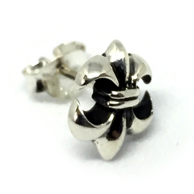 Silver925 ミニリリースタッズピアス 百合モチーフ メンズ ピアス シルバー925 1点売り 片耳用 シングルピアス 銀 スターリングシルバー Silver925 Ironlion