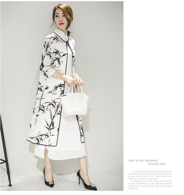 ワンピース モダン 大きいサイズ M L Xlサイズ ホワイト 水墨画 長袖 カジュアル ワンピース型 チャイナドレス チャイナワンピ 7分袖 セクシーチャイナ服 白色 春秋 ハロウィン 演奏会 発表会 コスプレ ドレス パーティクリスマス Ch11 Mondo Shop 今 送料無料