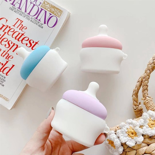 Airpods Pro 哺乳瓶 キュート ミルク 面白い 可愛い シリコンケース 耐衝撃 イヤフォングッズ アクセサリー そのまま充電可 イヤホンケース 収納ケース プレゼント エアーポッズケース Laff Store ラフストア レディース 携帯ケース 携帯カバー