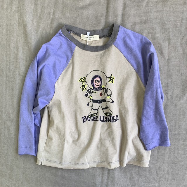 海外子供服 手書き キャラクター ラグランtシャツ 90 110 Monotone Baby Kids Select Shop