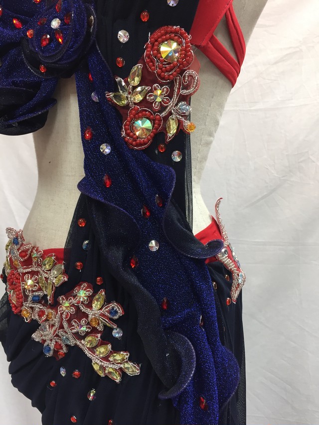エジプト製 ベリーダンス衣装 赤 紺 Shamirajapan