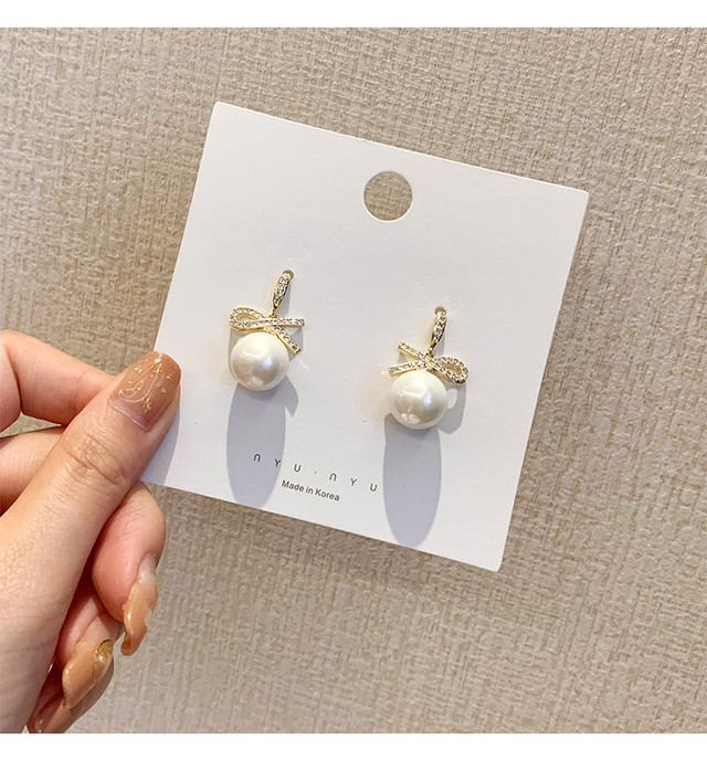 レディース イヤリング ピアス パール リボン シンプル ビジュー キレイ目 可愛い デート お出かけ 韓国 Am 1 297 Laturecute
