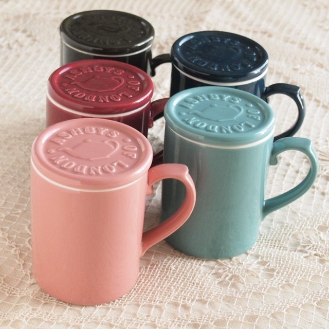 Ashbys ティーマグ 蓋付きマグカップ おしゃれ カフェ風食器 コロニアル 雑貨屋カンフィ