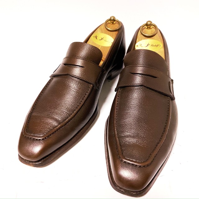 408 Crockett Jones クロケットアンドジョーンズ グレインレザー ペニーローファー コインローファー 革靴 メンズ 7 5e 革靴屋famny