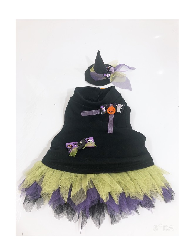 犬服オーダー ハロウィンカラフルフワフワワンピース Dogdress Ari Ra