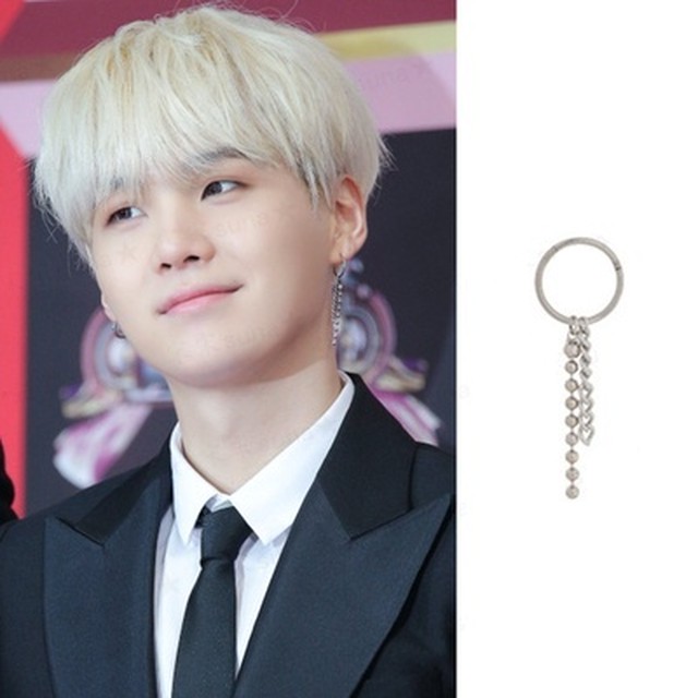 1pc 片耳ピアス イヤリング Bts Suga ユンギ 着用モデル ボールチェーン ボトムピアス Asmama 正規品 日本未入荷アクセサリー Leadhope