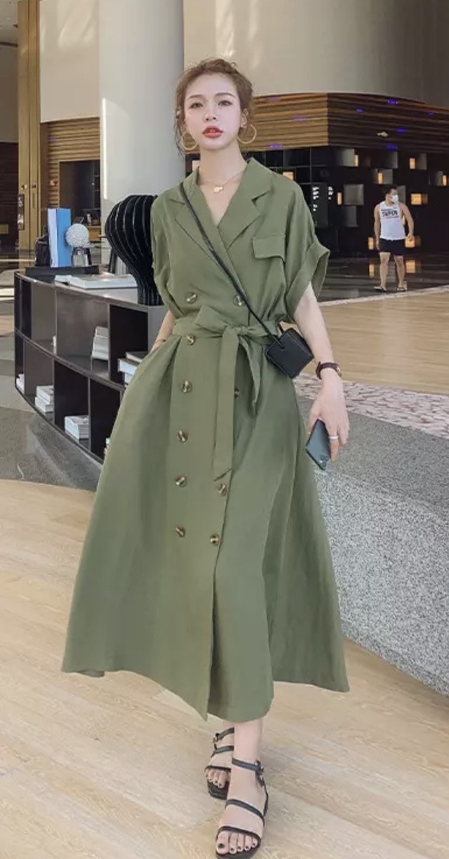 当店人気 送料無料 ロングワンピース グリーン 安い購入