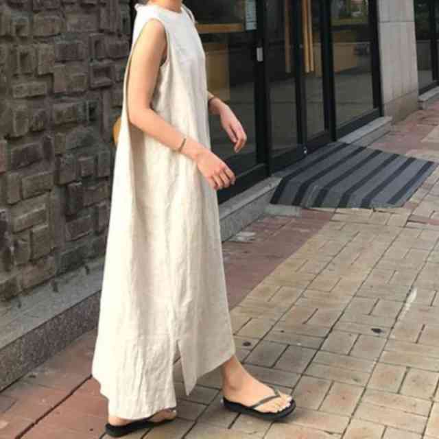 ワンピース レディース ロング丈 ワンピース カジュアル ノースリーブ 大きいサイズ 春 夏 秋冬 ワンピ 大きめ オーバーサイズ ビックシルエット ゆったり ゆるい ふんわり 体型カバー ビーチ リゾート 旅行 ルーズ ラフ マキシ 無地 Tresor