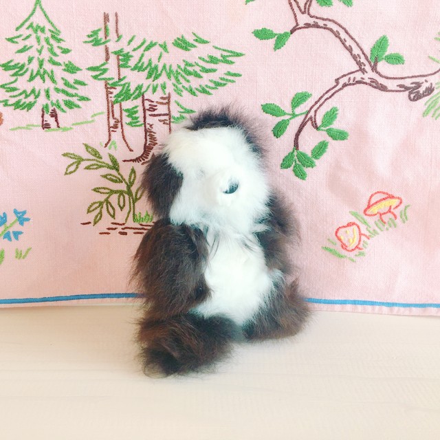 ベビーアルパカウール100 クマぬいぐるみss ホワイト チョコ Doudou Mooi ドゥドゥ モーイ