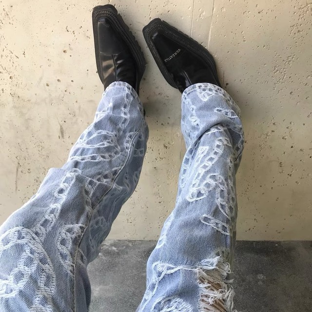 chain pattern loose pants