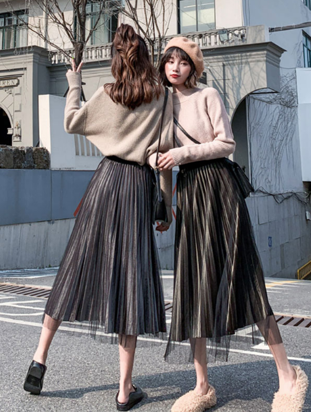 S 5xl 4色展開 ベロアスカート ブラックベールスカート チュールスカート My Closet Import