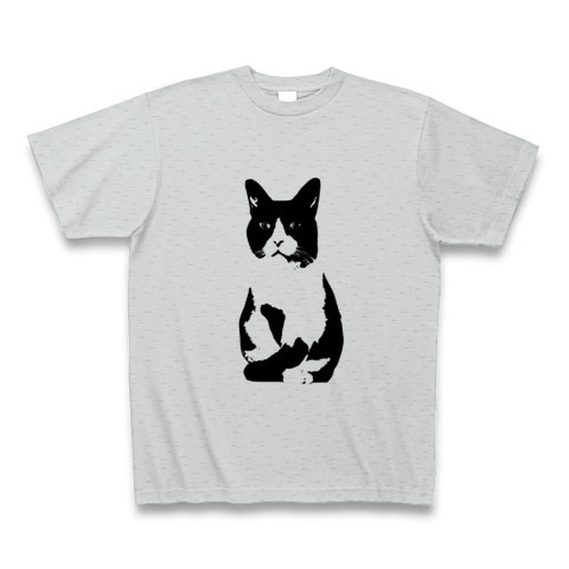 送料無料 はちわれさんイラストtシャツ グレー Catpower