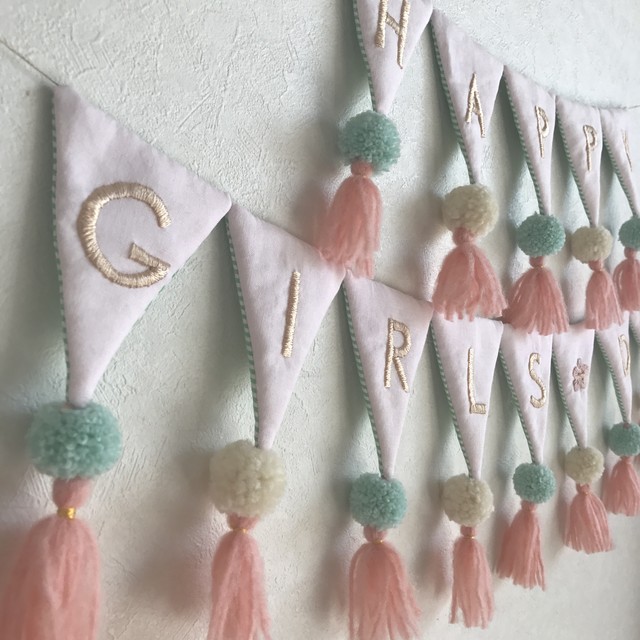 ひな祭り刺繍ガーランド 受注制作 Leparc