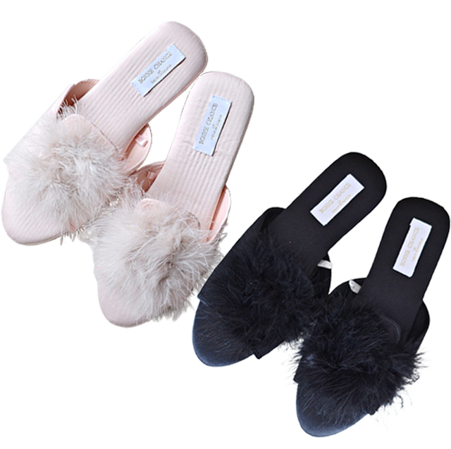 Feather Slipper 前あき フェザー スリッパ Bonne Chance