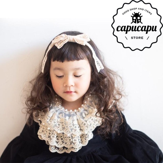 即納 Pearl Lace Cape パールケープ 付け襟 つけ襟 子ども服 Capucapu