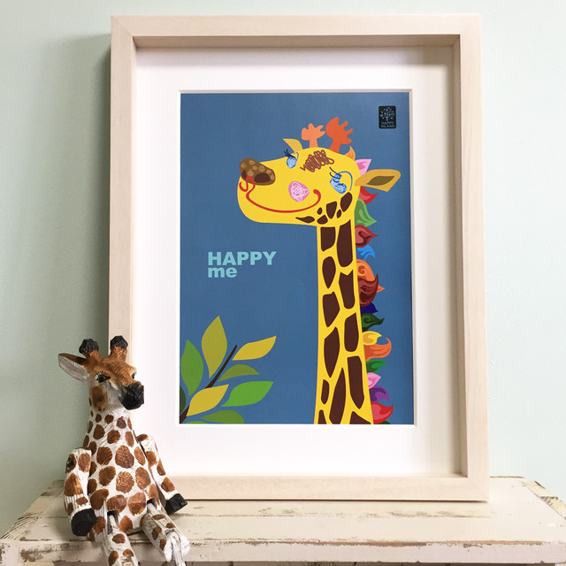 オリジナルポスター Happy Me キリンのローズ 常に未来は明るい イラスト Mittsu