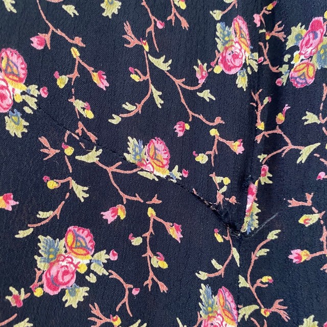 テロンテロン レーヨン ワンピース 黒 花柄 Slut Albatross Vintage