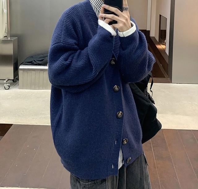 バイカラーニットカーディガン 韓国メンズファッション通販サイト1m