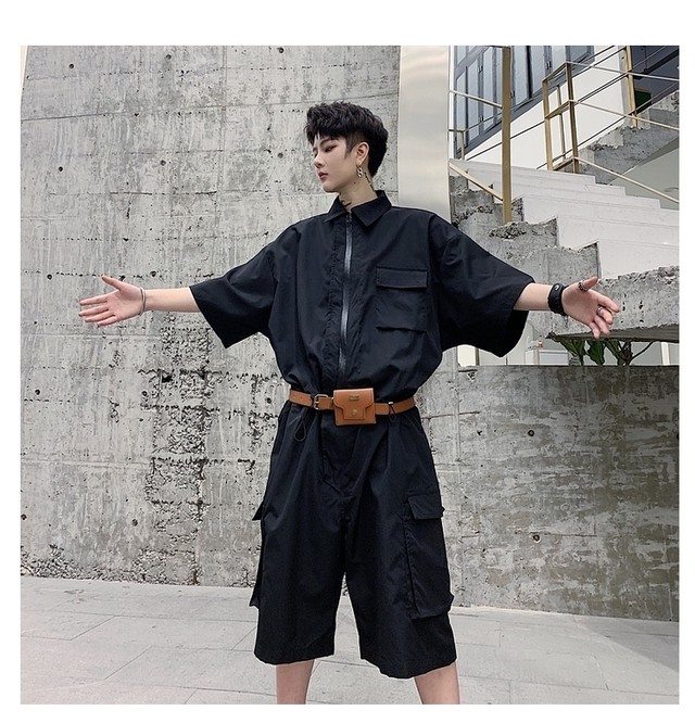 Korea ルーズジャンプスーツ ハーネスベルト オールインワン シャツ 春夏秋冬 オルチャン K Pop アイドル 宝塚 オルチャンファッション 韓国ドラマ 韓国服 Kpop帽子 Kpop雑誌 Bts Niziu Twice Blackpink コリアン コリア 明洞 2a J9 Korea