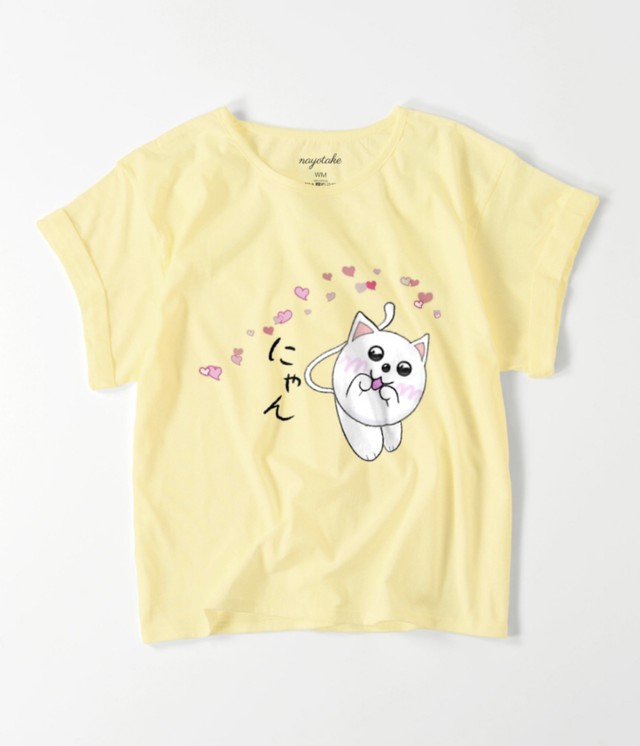 かわいい 5種類の色違い ロールアップ Tシャツ レディース ねこ Lineキャラクター Nayotake Online Store 公式 Lineキャラクター グッズ 小物販売