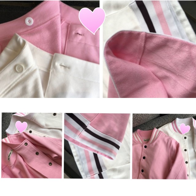 セットアップ 2カラー ホワイト 白 ガーリー 双子コーデ Xs ガール ピンク ジャケット ジャンパー スカート カジュアル スタジャン スカジャン デイリー 00 Loveysmileshop