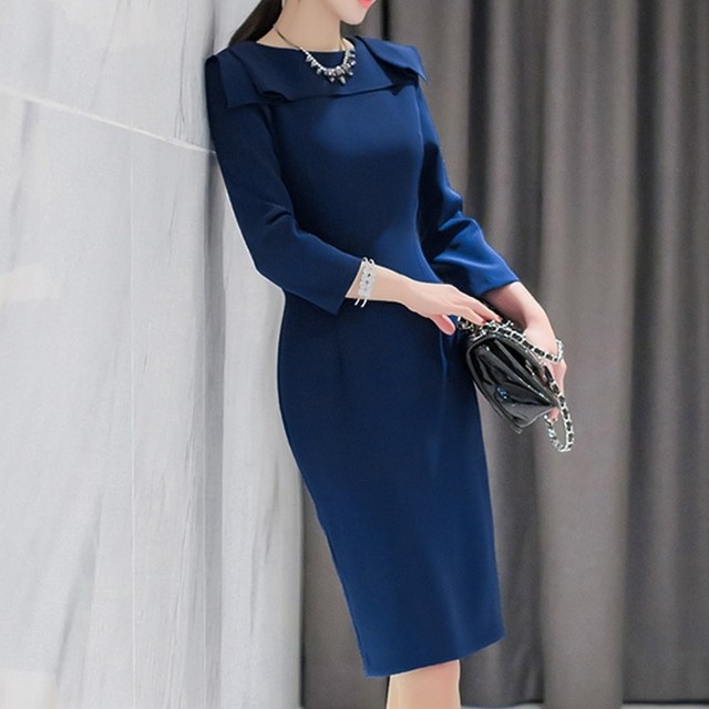 フォーマルワンピース 長袖 無地 タイトめ ひざ丈 入学式 披露宴 ゲスト お呼ばれ パーティー 二次会 食事会 上品 きれいめ 大人 デート 韓国 韓国ファッション オルチャン 可愛い レディース Fa679 Musubi Me 韓国 オルチャン レディースファッションのお店