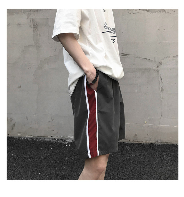 ライン ハーフパンツ スポーティ 夏 メンズ ブラック 黒 グレー 灰色 韓国 ストリート オルチャン 原宿 オシャr ファッション アパレル Rives