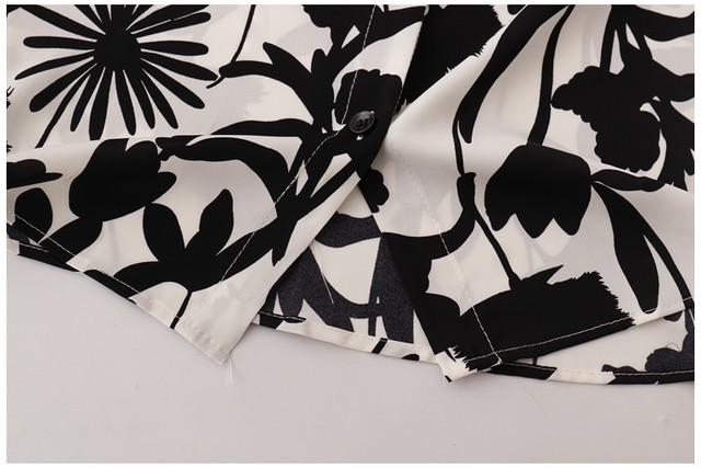 シフォンモノクロ花柄シャツ ２色 Club Zanetty