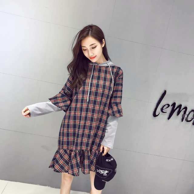レディース 秋服 トップス ワンピース チェック 長袖 原宿系 カジュアル ガーリー 新作 可愛い Max Voyage