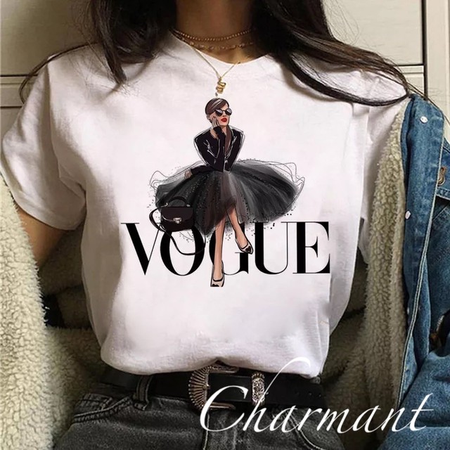 Vogue Tシャツ 可愛い 海外セレブ 白 春夏 レディース トップス インポート セレクトショップ Charmant ｼｬﾙﾏﾝ