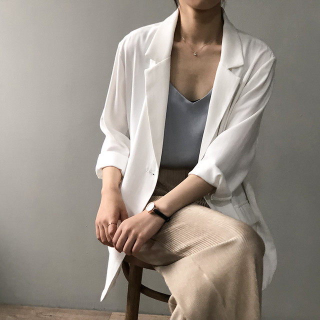 ジャケット レディース ブレザー ラフジャケット テーラード カジュアル 薄手 軽い 春 夏 秋 腕まくり 韓国 Cospa Fashion