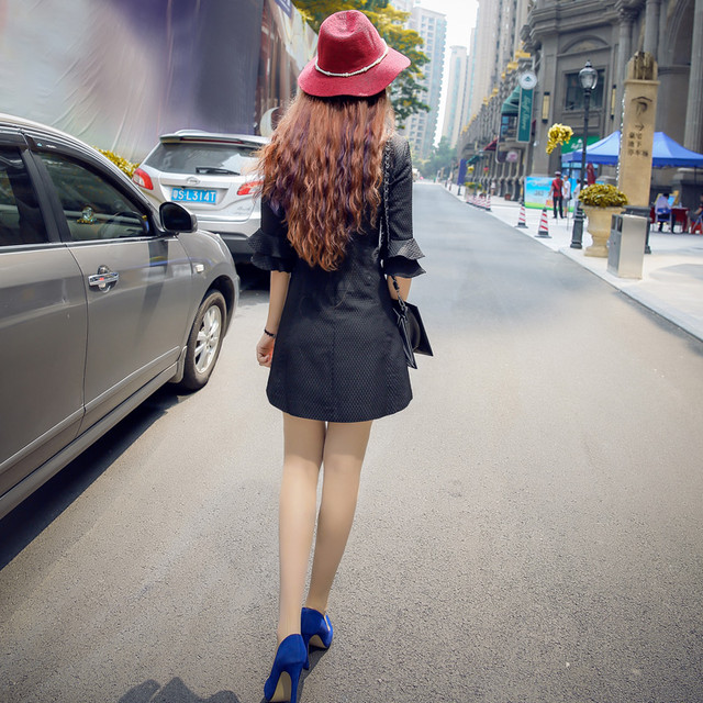 オードリー ヘップバーンスピーカー スリープ 膝上 ワンピース 0787 Sweet Girl Fashion