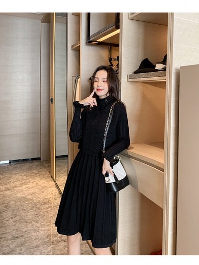 ニットワンピース 秋冬 レディース セットアップ ケープ 長袖ワンピ きれいめ フェミニン お呼ばれワンピース デート服 上品 膝丈ワンピ Shopmall To You