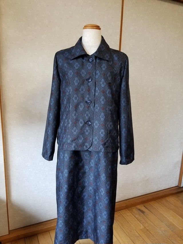 値下げしました 大島紬リメイク ジャケット ワンピース セットアップ Sakiorihiro